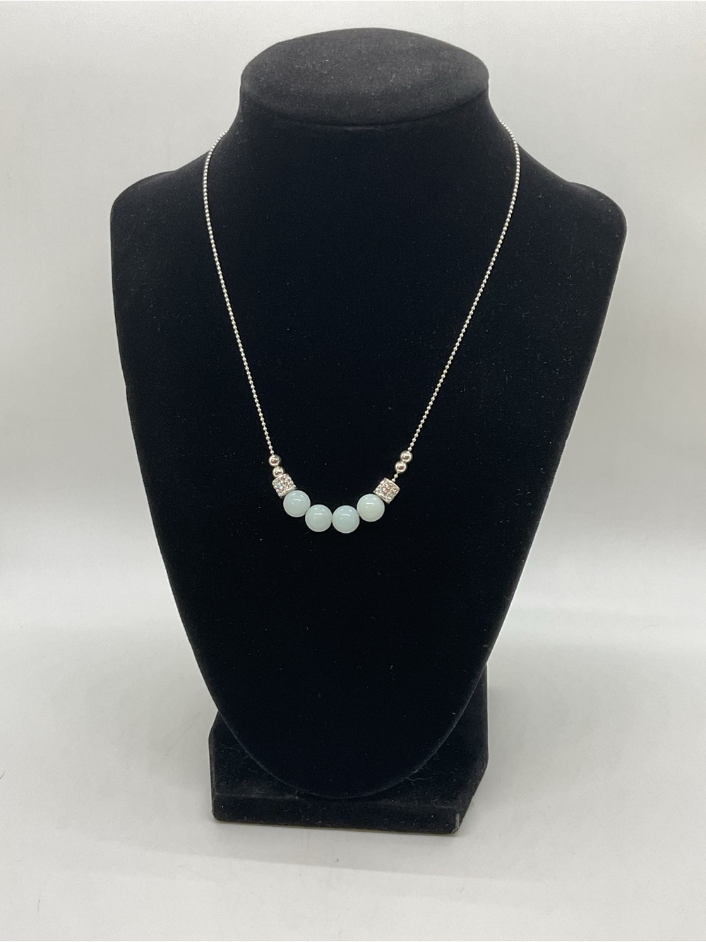 Brighton Silver Plated Beaded Necklace with Pale Mint Beads